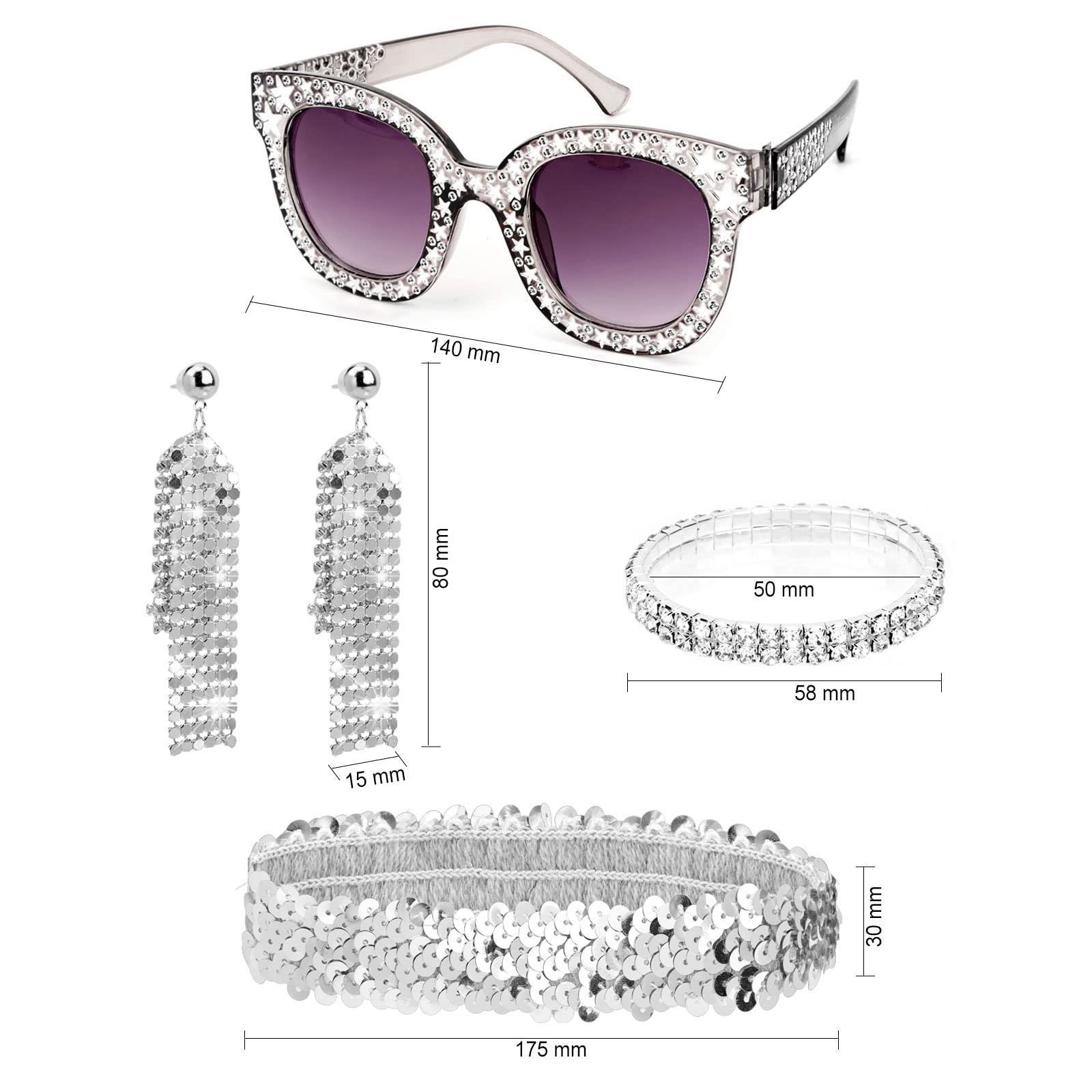 howaf-disco-1-70er-kost-m-set-brille-damen-disco-glitzer image 3