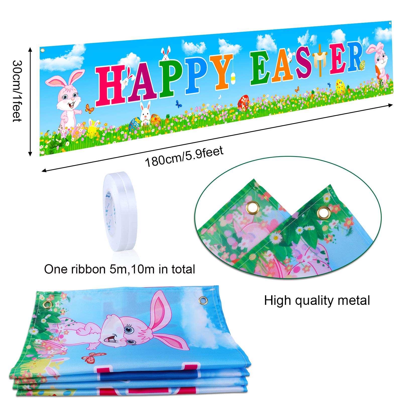 howaf-frohe-ostern-banner-stoff-180x30cm-hase-b-nder image 2