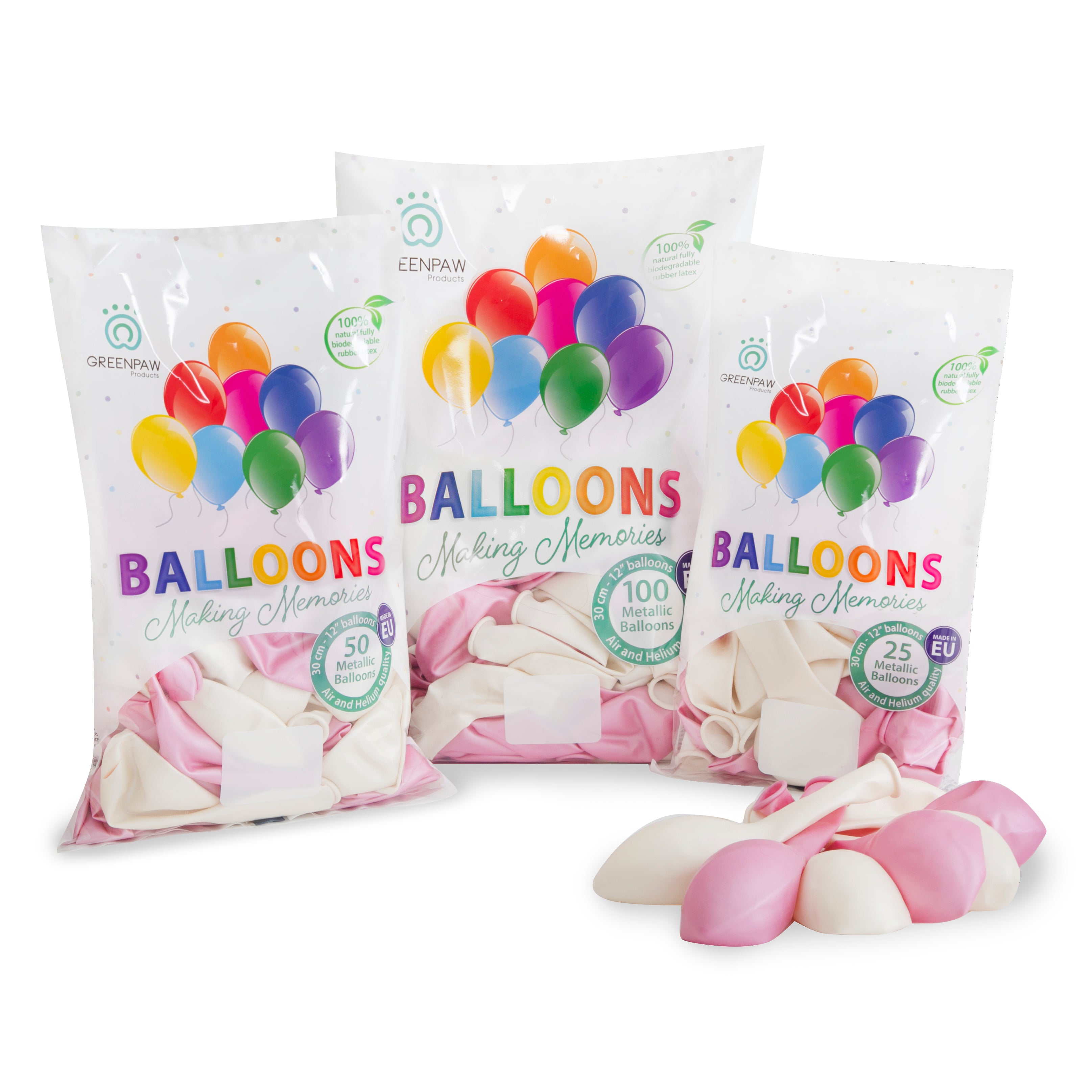 green-paw-metallic-balloons-luftballons-rosa-wei-50-st-ck-mix image 6