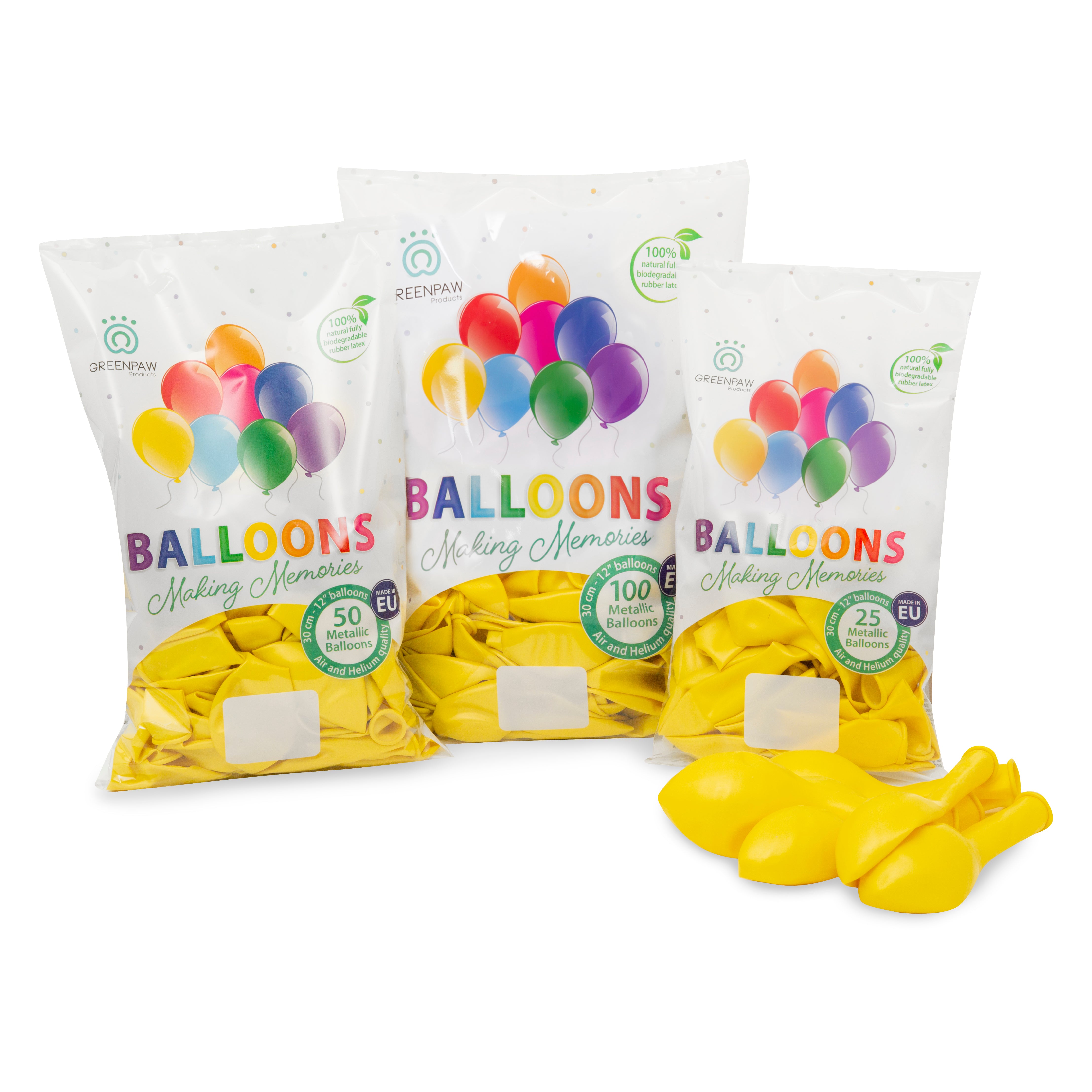 green-paw-metallic-balloons-luftballons-gelb-50-st-ck-latex image 6