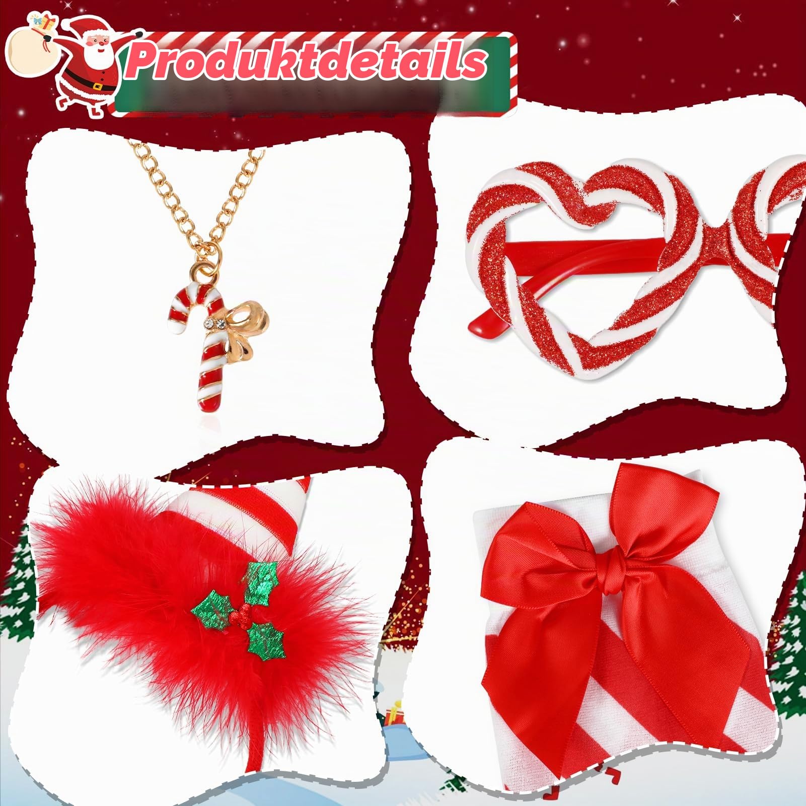howaf-zuckerstange-kost-m-damen-rot-weihnachten-haarreif-set image 3