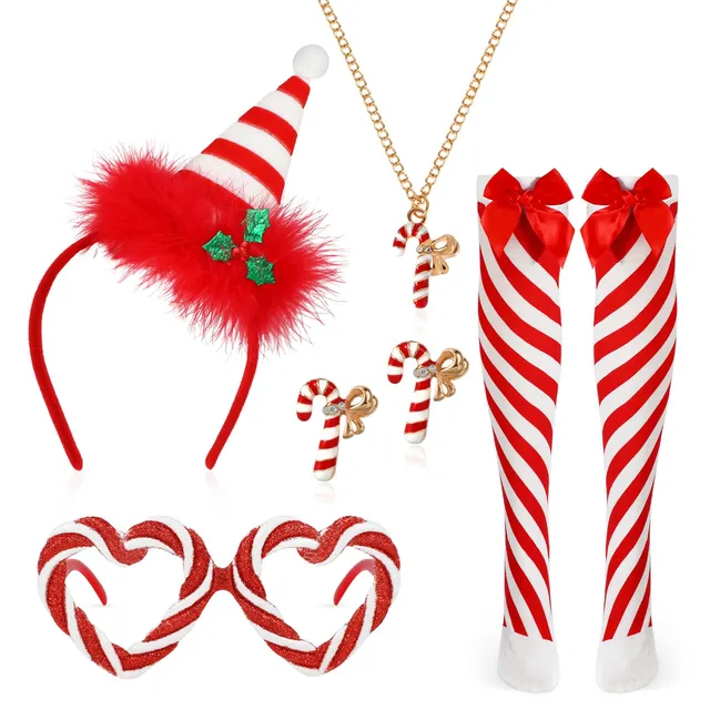howaf-zuckerstange-kost-m-damen-rot-weihnachten-haarreif-set image 1