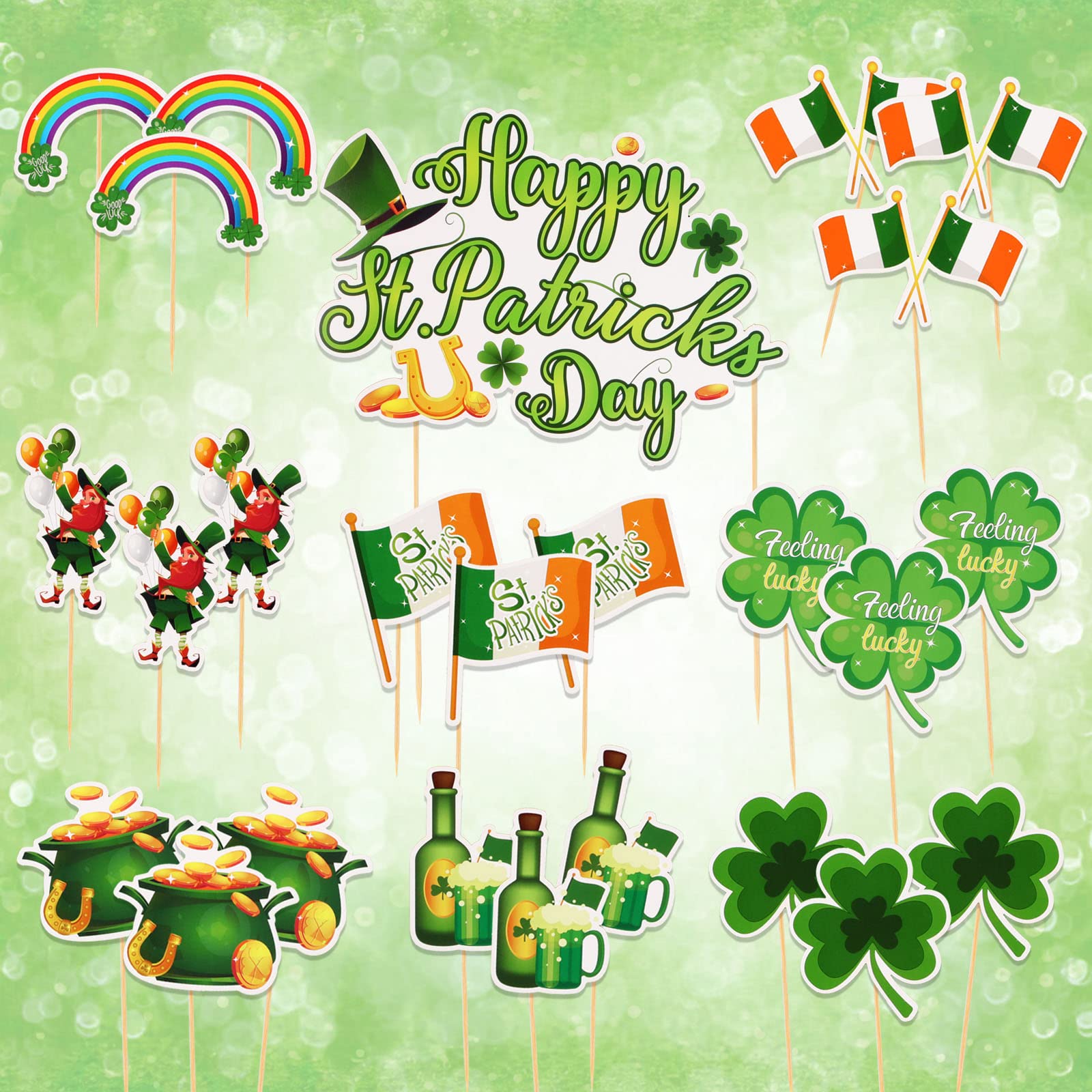 howaf-st-patricks-day-tortendeko-25-st-ck-kleeblatt-cake-topper image 3