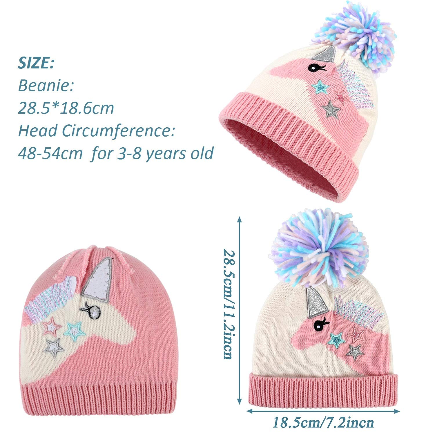 tacobear-einhorn-m-tze-kinder-rosa-strickm-tze-handschuh image 7
