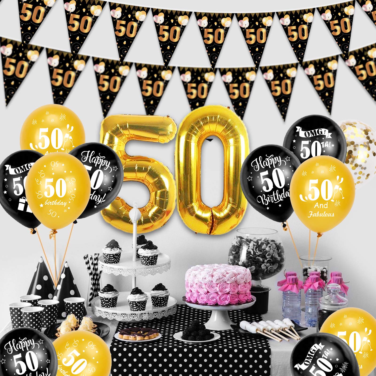 howaf-50-geburtstag-girlande-wimpelkette-schwarz-gold-5-7m image 5