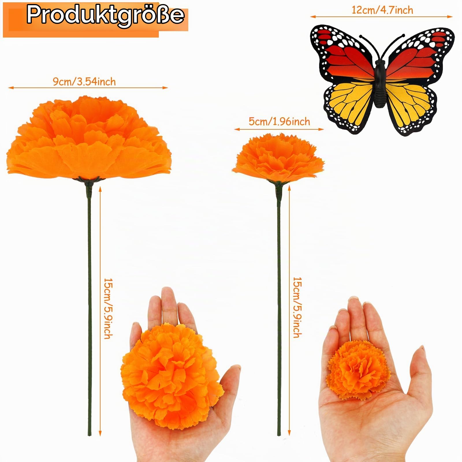 howaf-tag-der-toten-ringelblumen-k-nstlich-orange-40er-schmetterling image 2