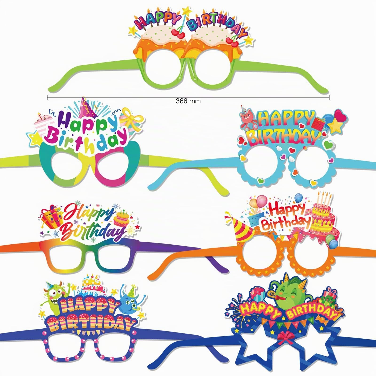 howaf-happy-birthday-brille-partybrille-28-st-ck-papier-bunt image 2