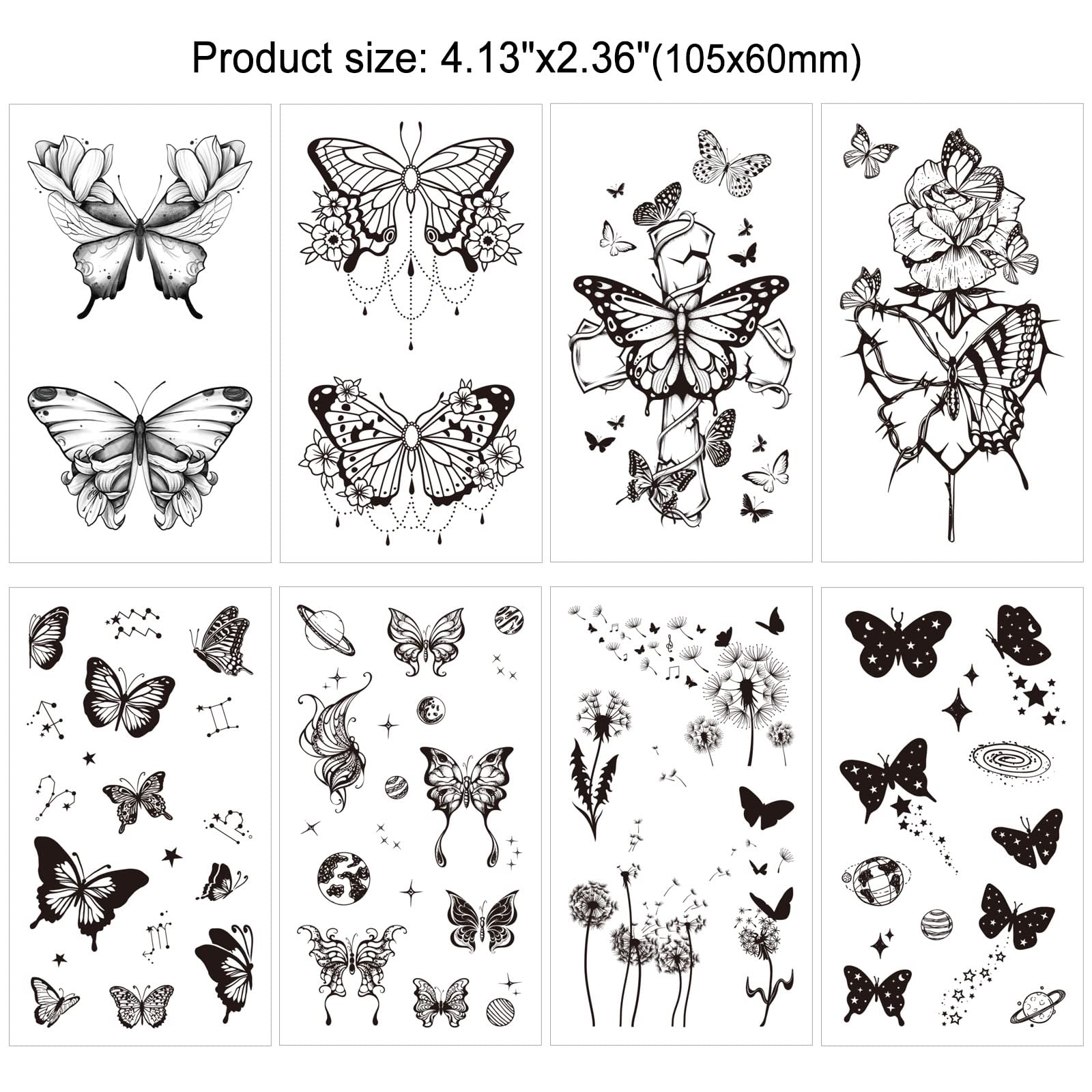 howaf-temporary-tattoos-klebetattoos-30-blatt-schwarz-schmetterling image 2