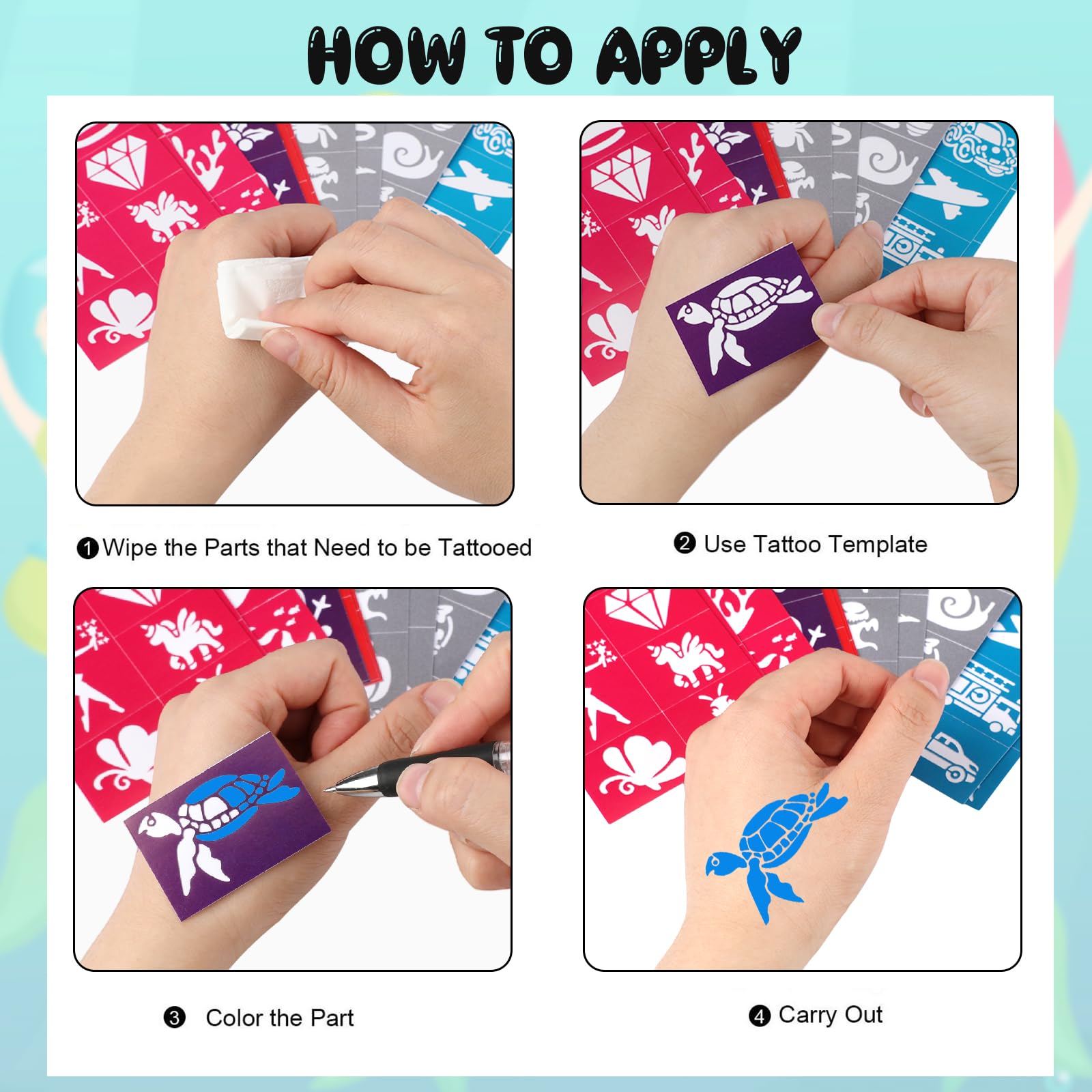 howaf-temporary-tattoos-schablonen-110-tlg-kinderschminken image 6