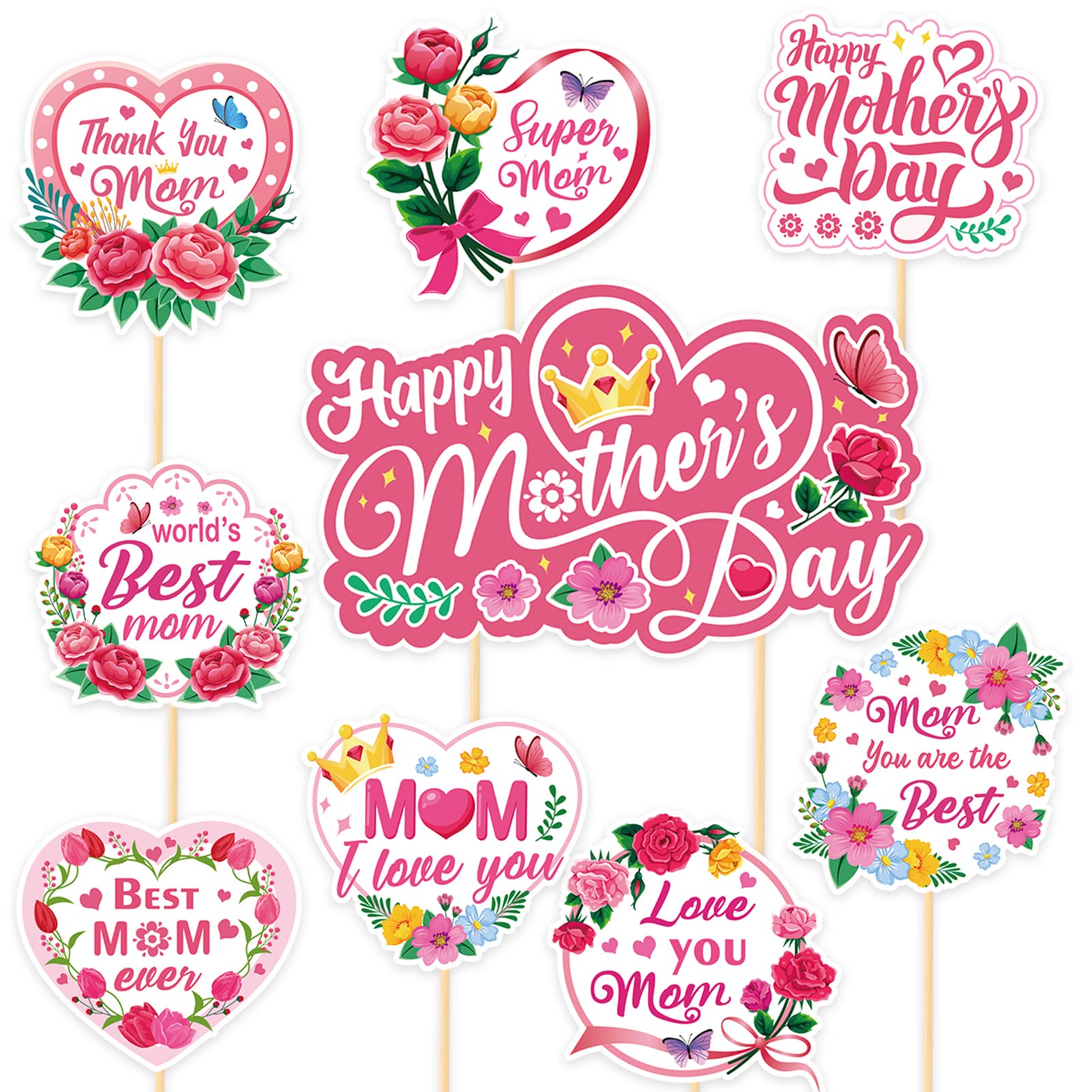 howaf-muttertag-tortendeko-25tlg-cake-topper-floral-beste-mama image 2