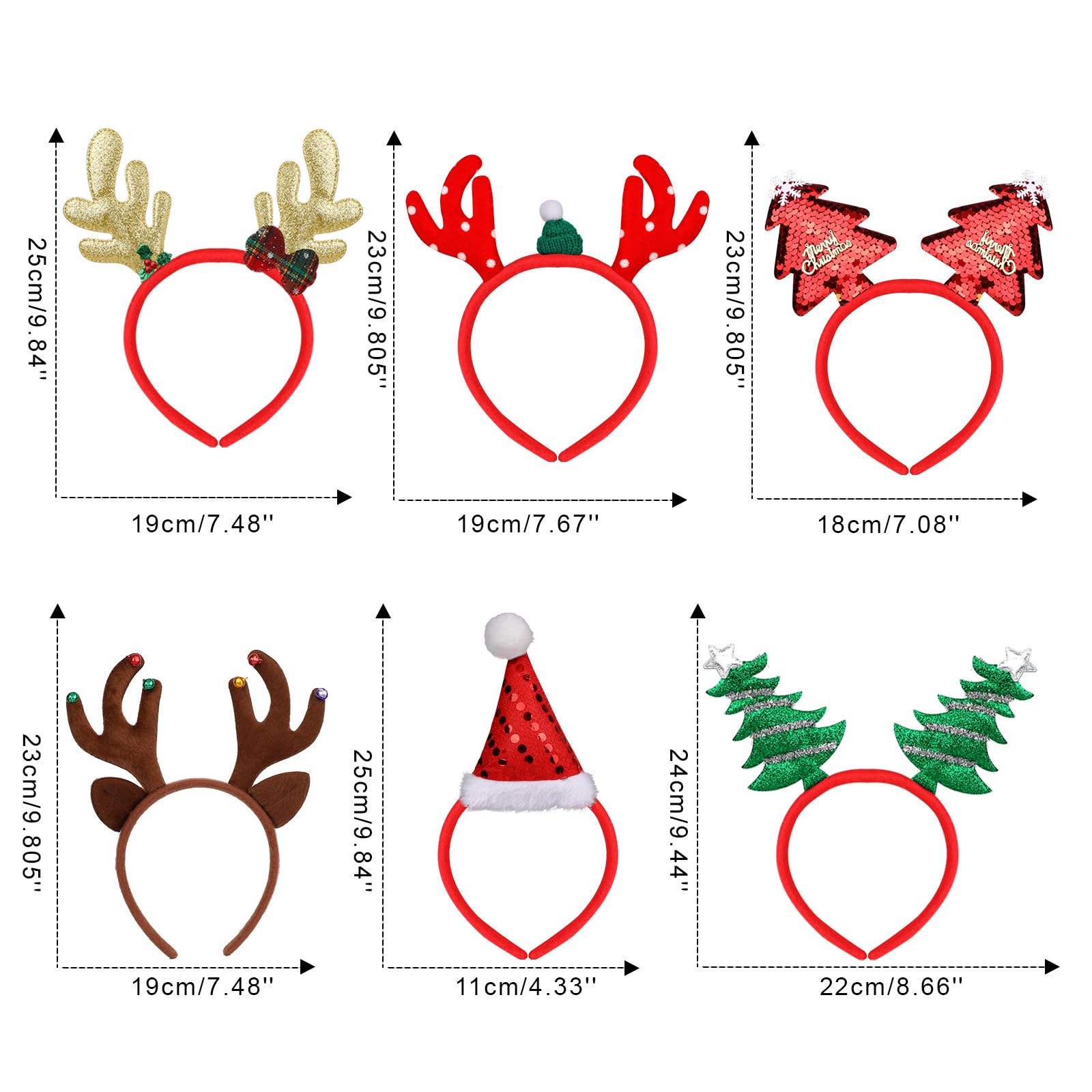 howaf-haarreif-weihnachten-6-st-ck-haarschmuck-tannenbaum-rentier image 2