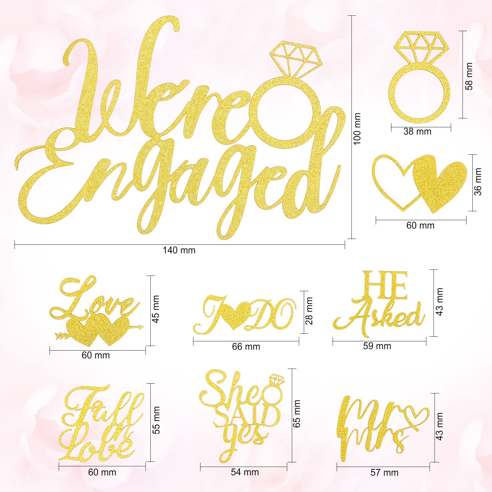howaf-we-re-engaged-cake-topper-gold-25-st-ck-tortendeko image 2
