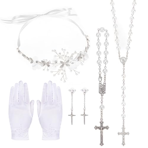 howaf-kommunion-set-5-teilig-haarschmuck-wei-mit-handschuhe image 6