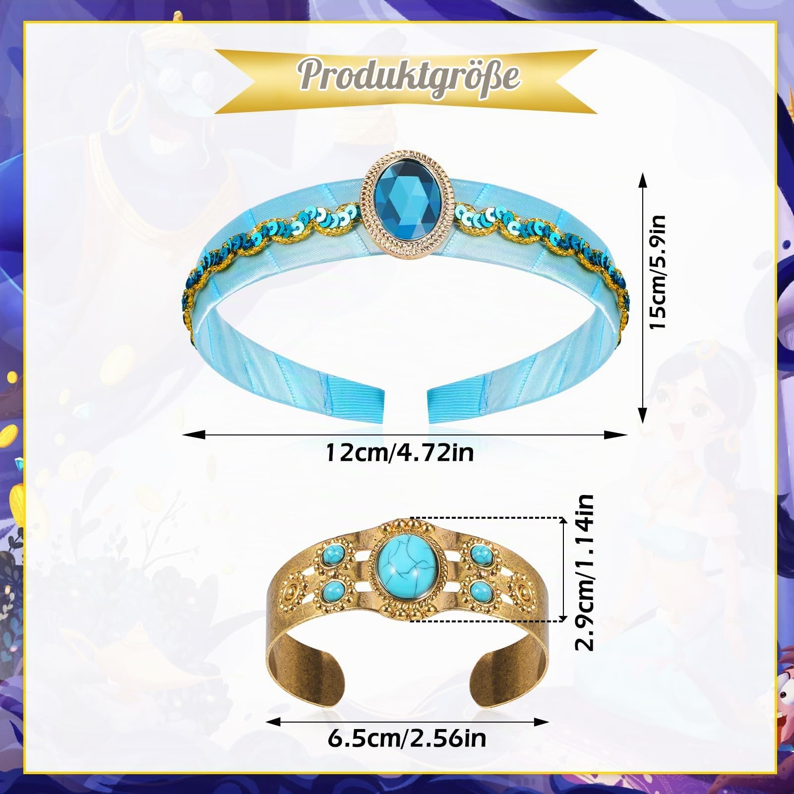 howaf-prinzessin-kost-m-schmuck-set-gold-krone-damen image 2