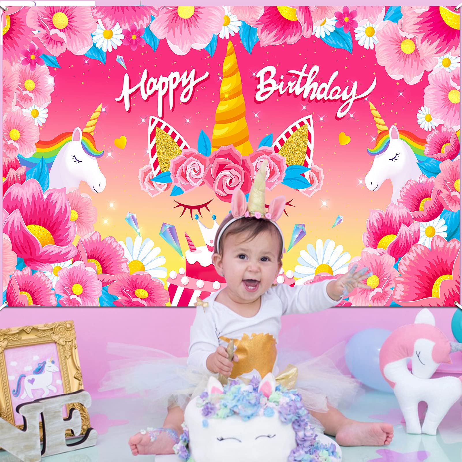howaf-einhorn-happy-birthday-banner-stoff-185x110-cm image 6