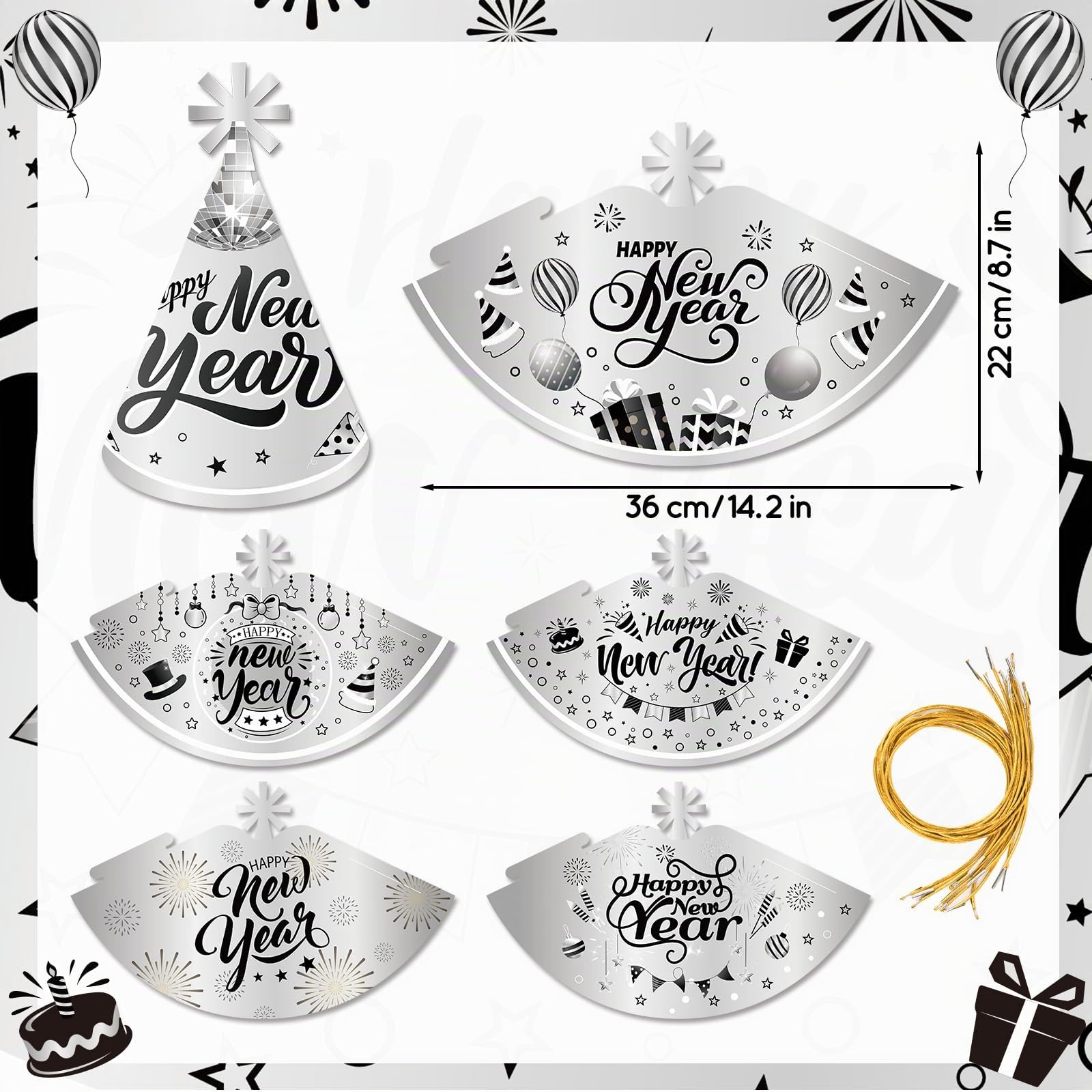 howaf-silvester-deko-2027-set-silber-happy-new-year-banner-ballons image 5