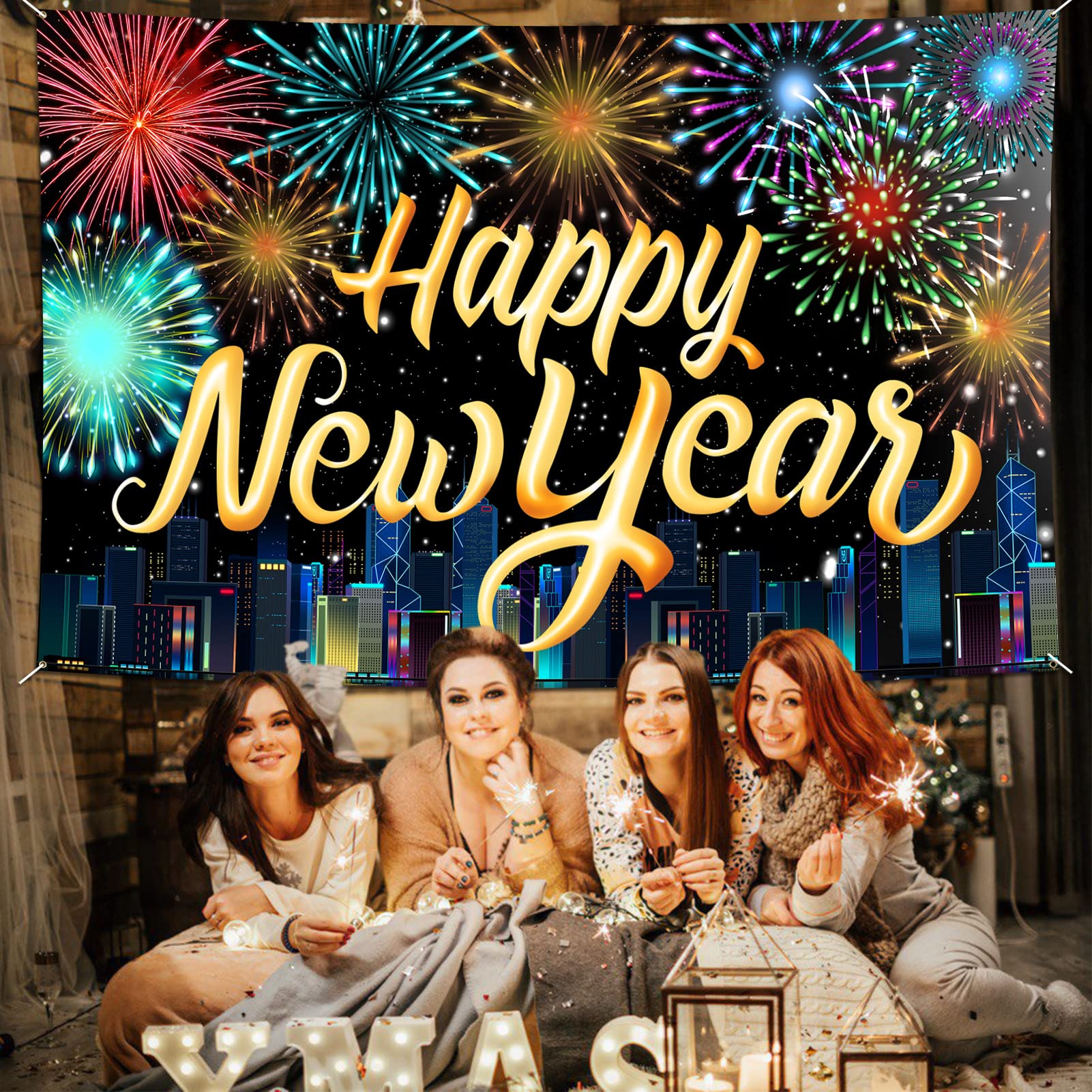 howaf-happy-new-year-banner-stoff-185x110cm-silvester-deko-2027 image 6