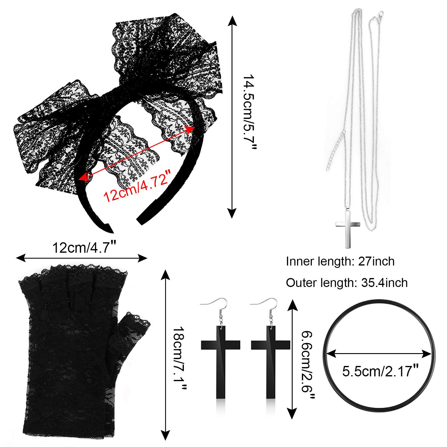 howaf-80er-jahre-kost-m-set-damen-schwarz-accessoires-spitzen image 2