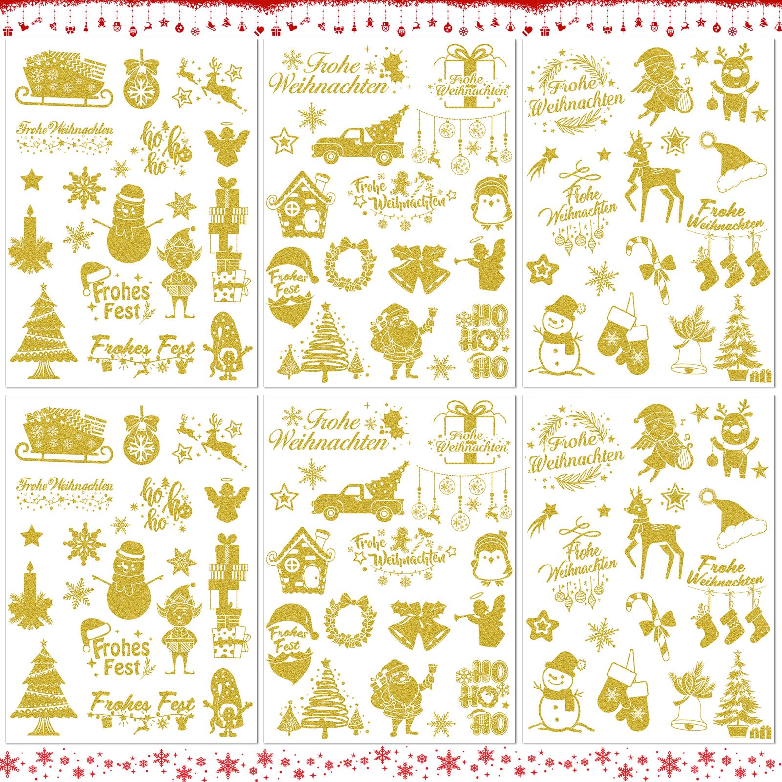 howaf-weihnachtssticker-glitzer-gold-selbstklebend-153-stk image 3