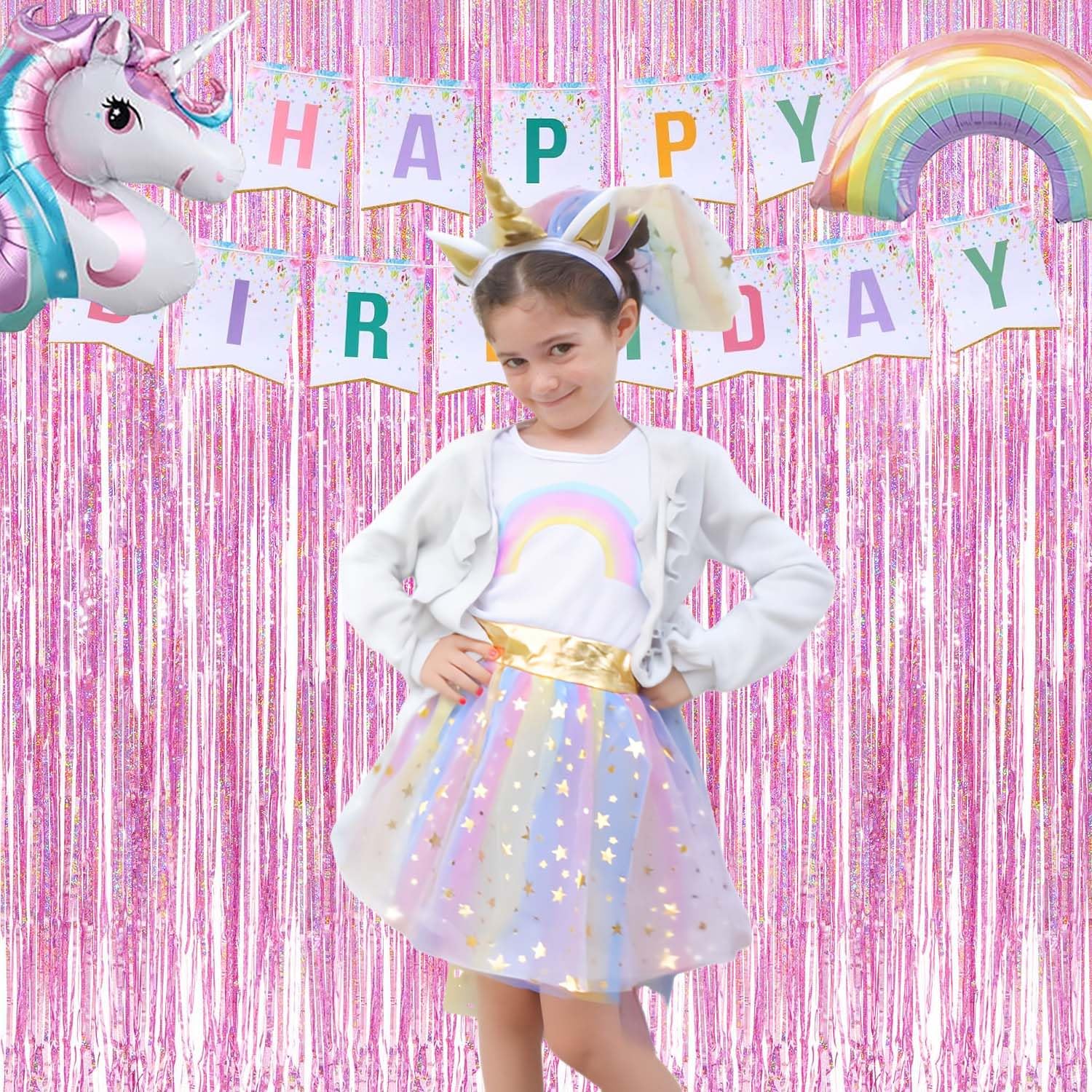 braveshine-lametta-vorhang-rosa-2-st-ck-1x2-5m-party image 3
