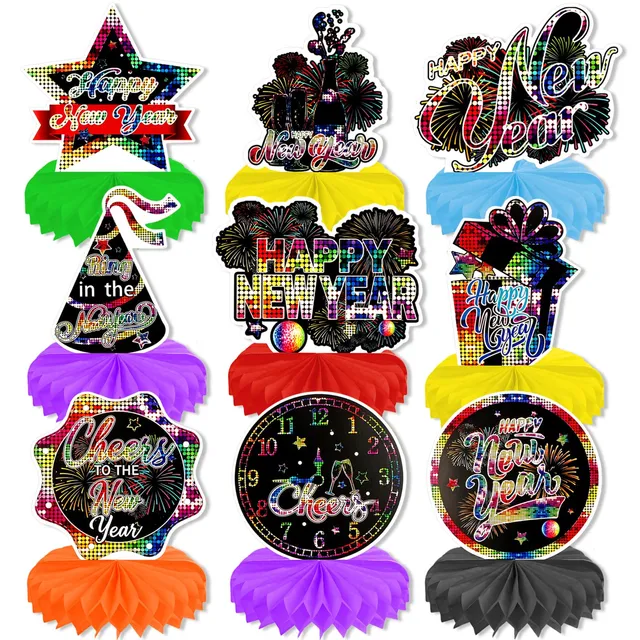 howaf-silvester-deko-2026-bienenwabe-tischdeko-bunt-9-st-ck image 1