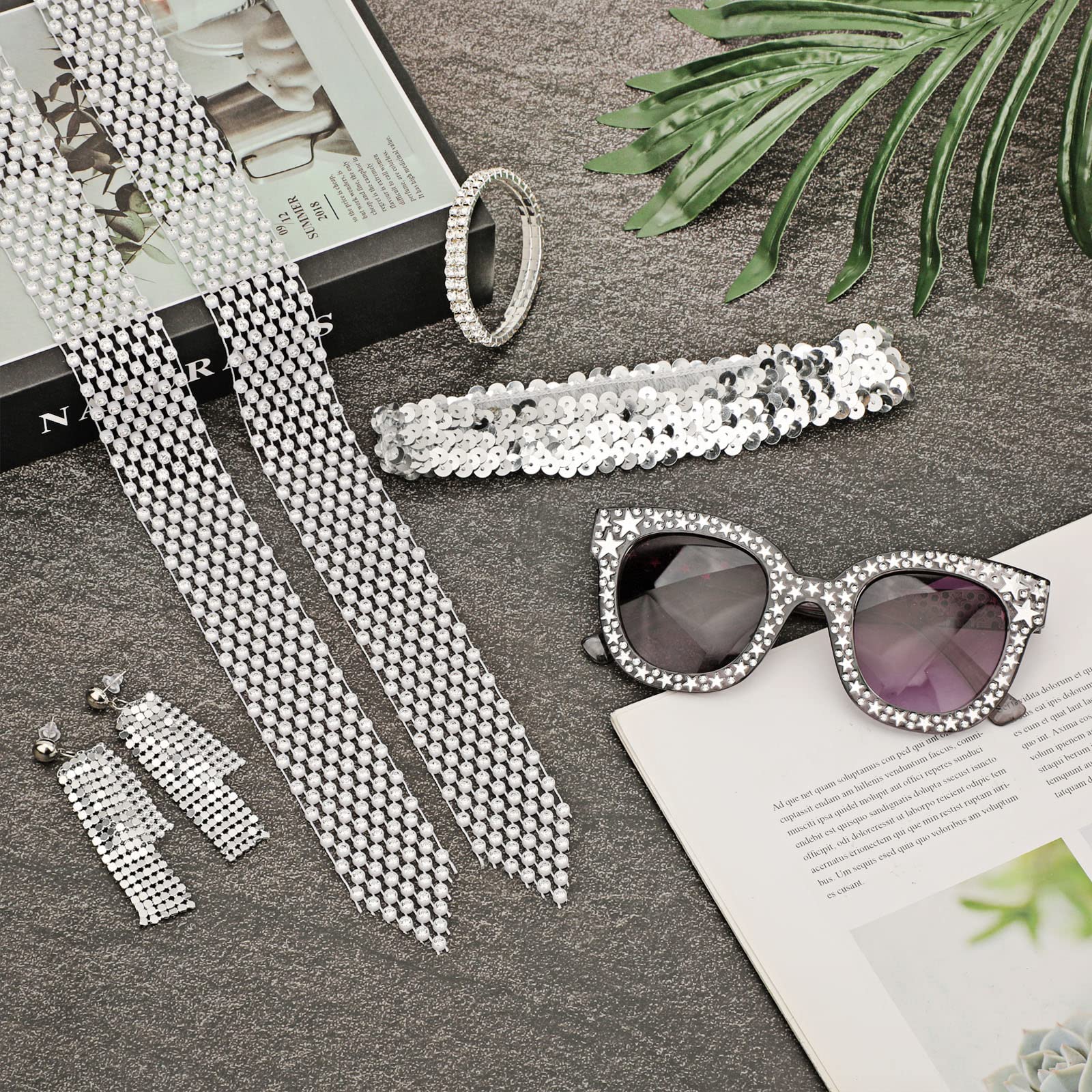 howaf-disco-1-70er-kost-m-set-brille-damen-disco-glitzer image 4