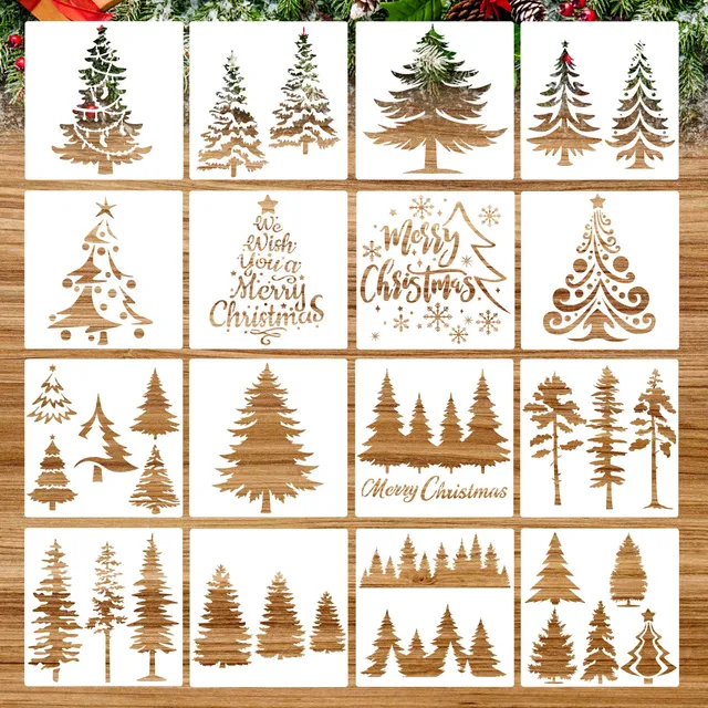 howaf-tannenbaum-schablonen-16er-15cm-wiederverwendbar-diy image 1