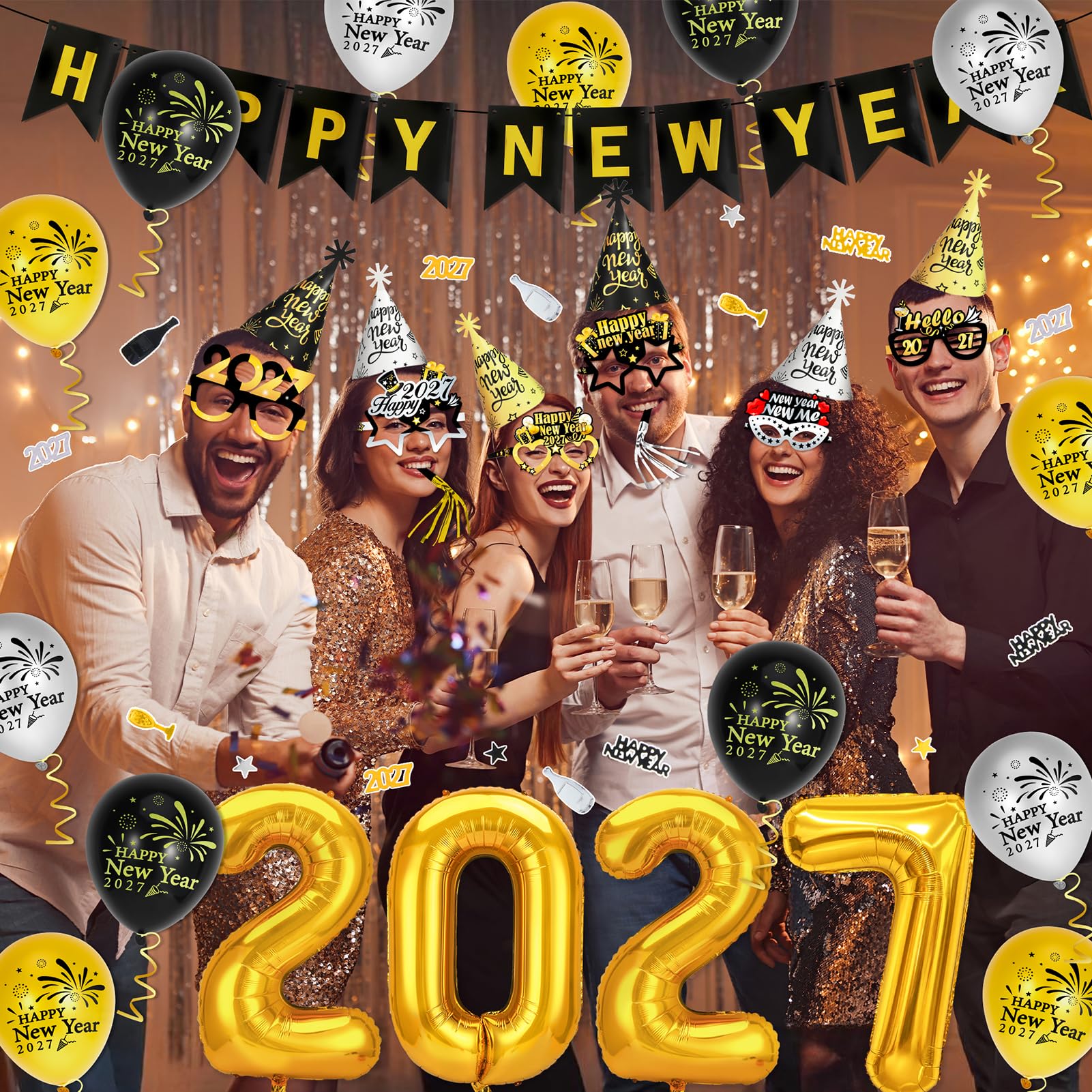 howaf-silvester-deko-2027-set-schwarz-gold-mit-ballons image 6