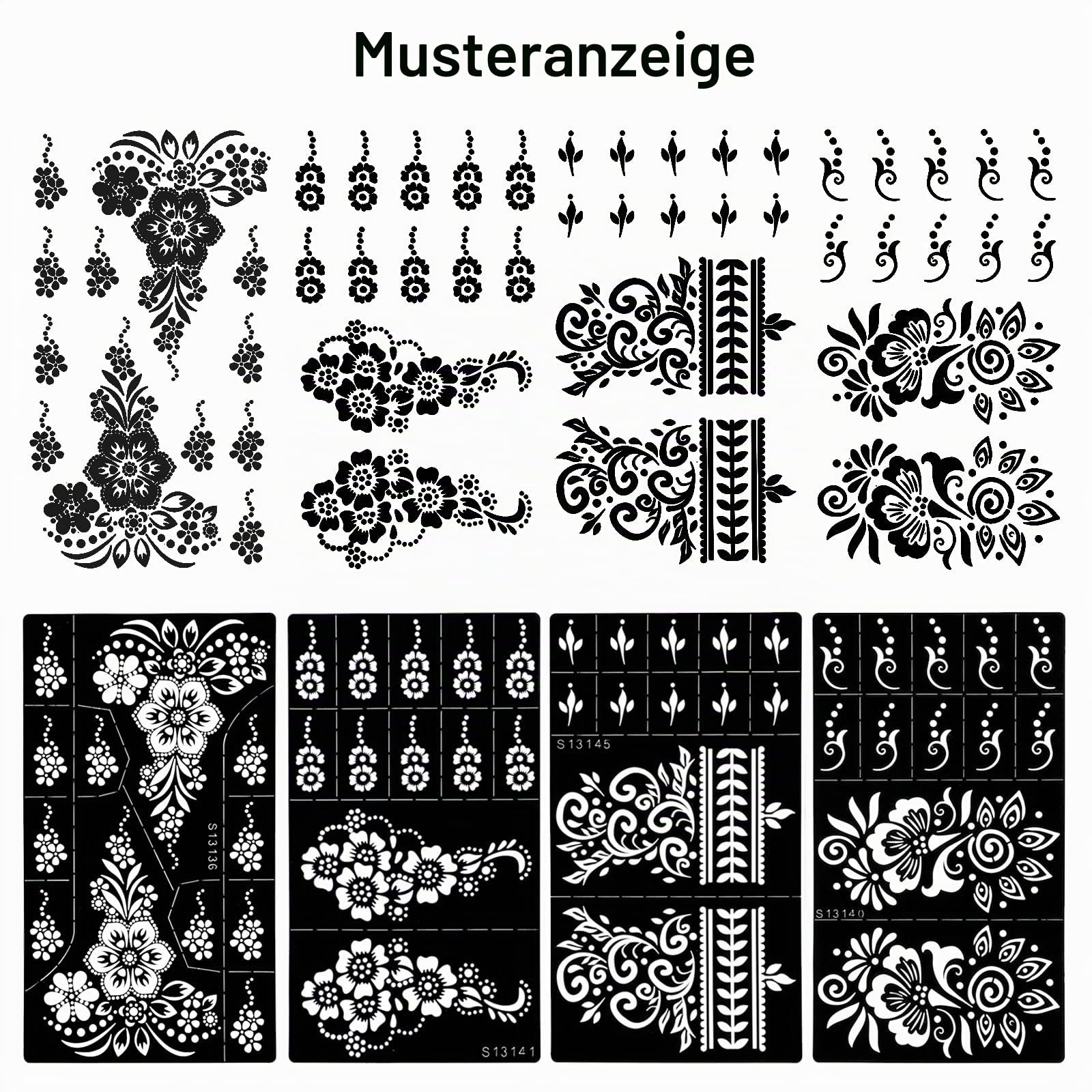 howaf-henna-schablonen-tattoo-stencil-set-a-9-blatt image 2