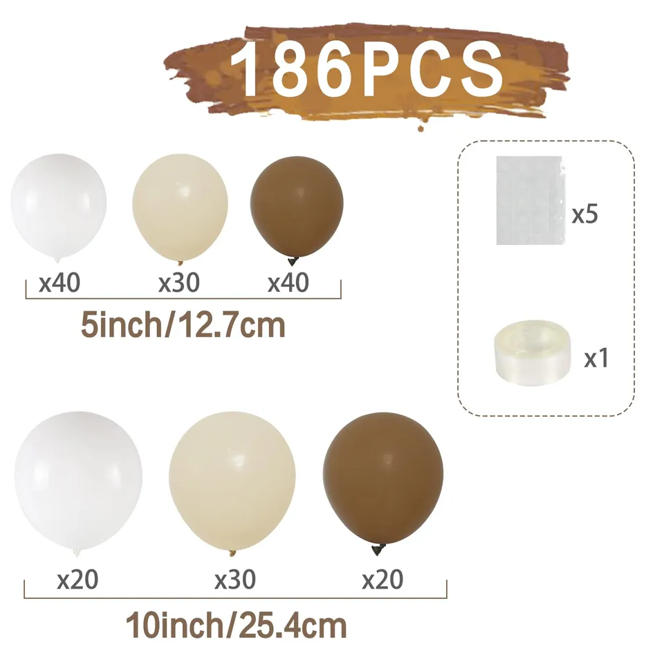 qifu-ballon-girlande-beige-braun-182tlg-nude-f-r-babyparty image 1
