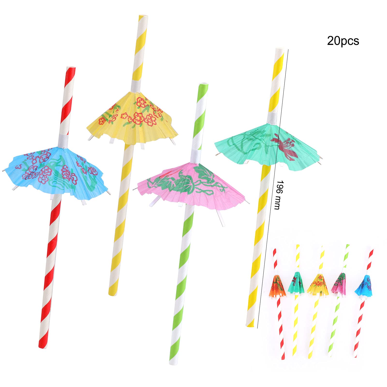 howaf-cocktail-deko-party-set-150-teile-papier-strohhalme-schirmchen image 3