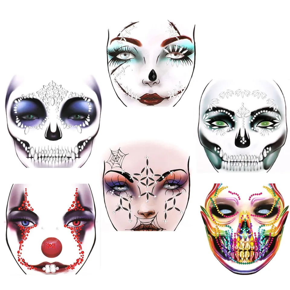 howaf-gesicht-edelsteine-halloween-6er-selbstklebend-glitzer image 1