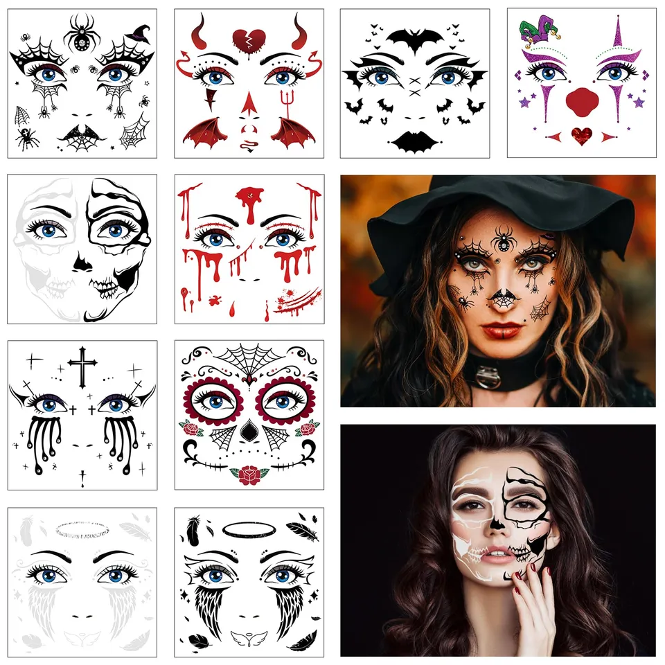 howaf-temporary-tattoos-dia-de-los-muertos-10-bl-tter-gesicht image 1