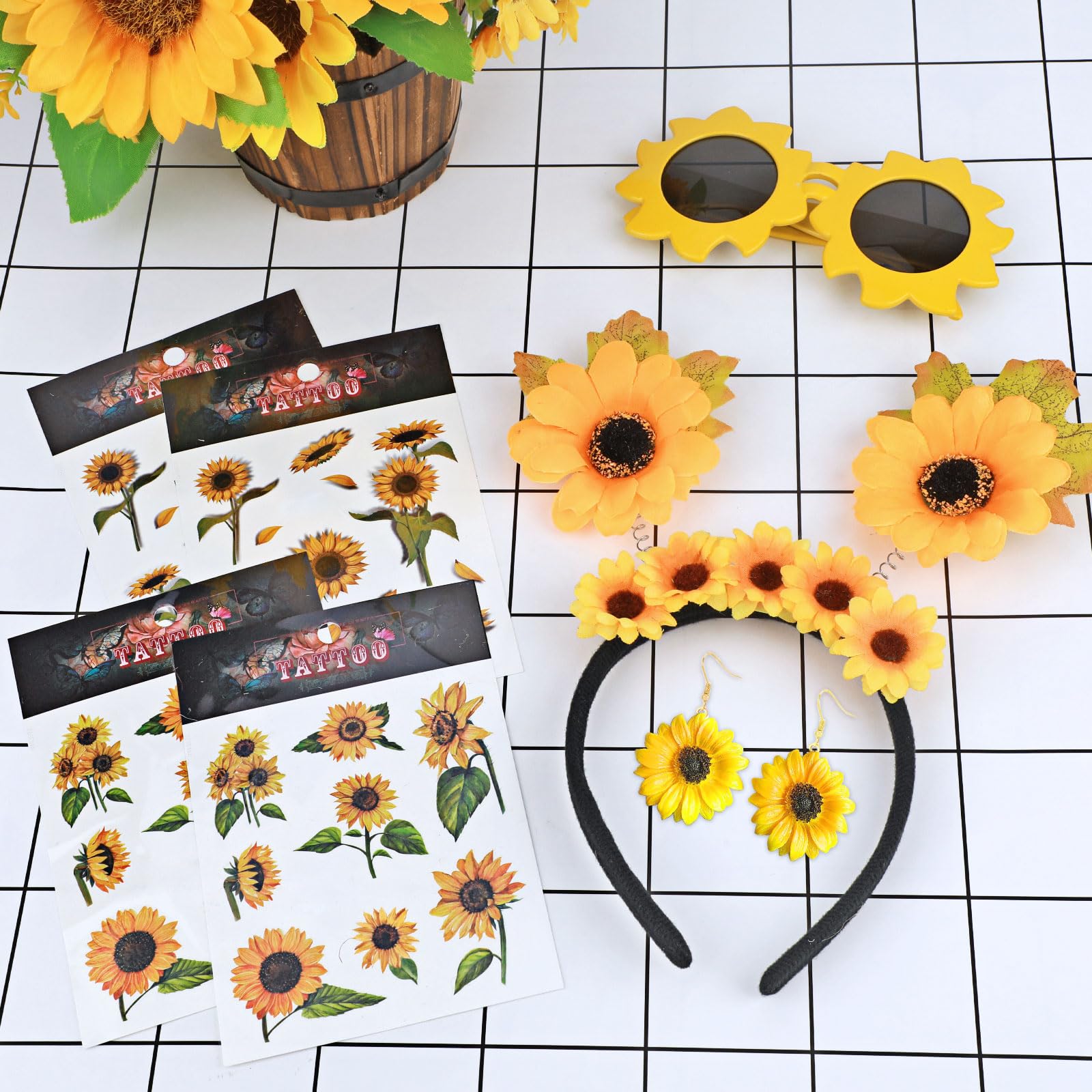 howaf-temporary-tattoos-sonnenblumen-kost-m-set-damen image 7