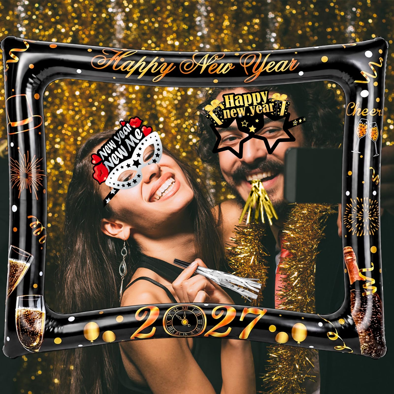 howaf-silvester-deko-set-fotorahmen-brillen-tattoos-schwarz-gold image 6