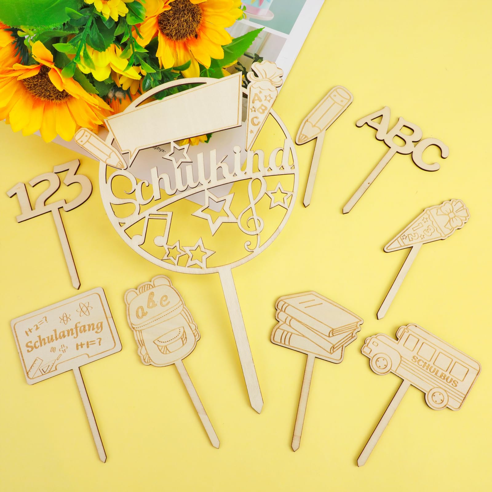 howaf-schulanfang-cake-topper-holz-9-teilig-abc image 4