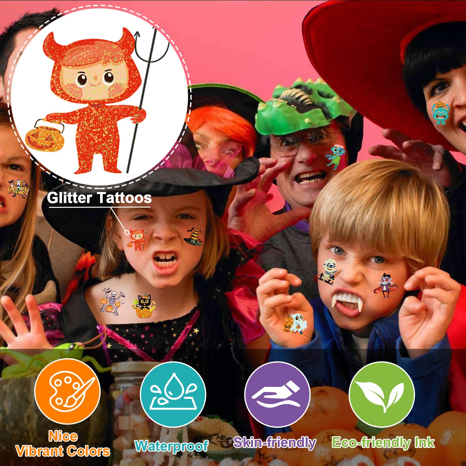 howaf-halloween-tattoos-kinder-glitzer-96-bl-tter-set image 4