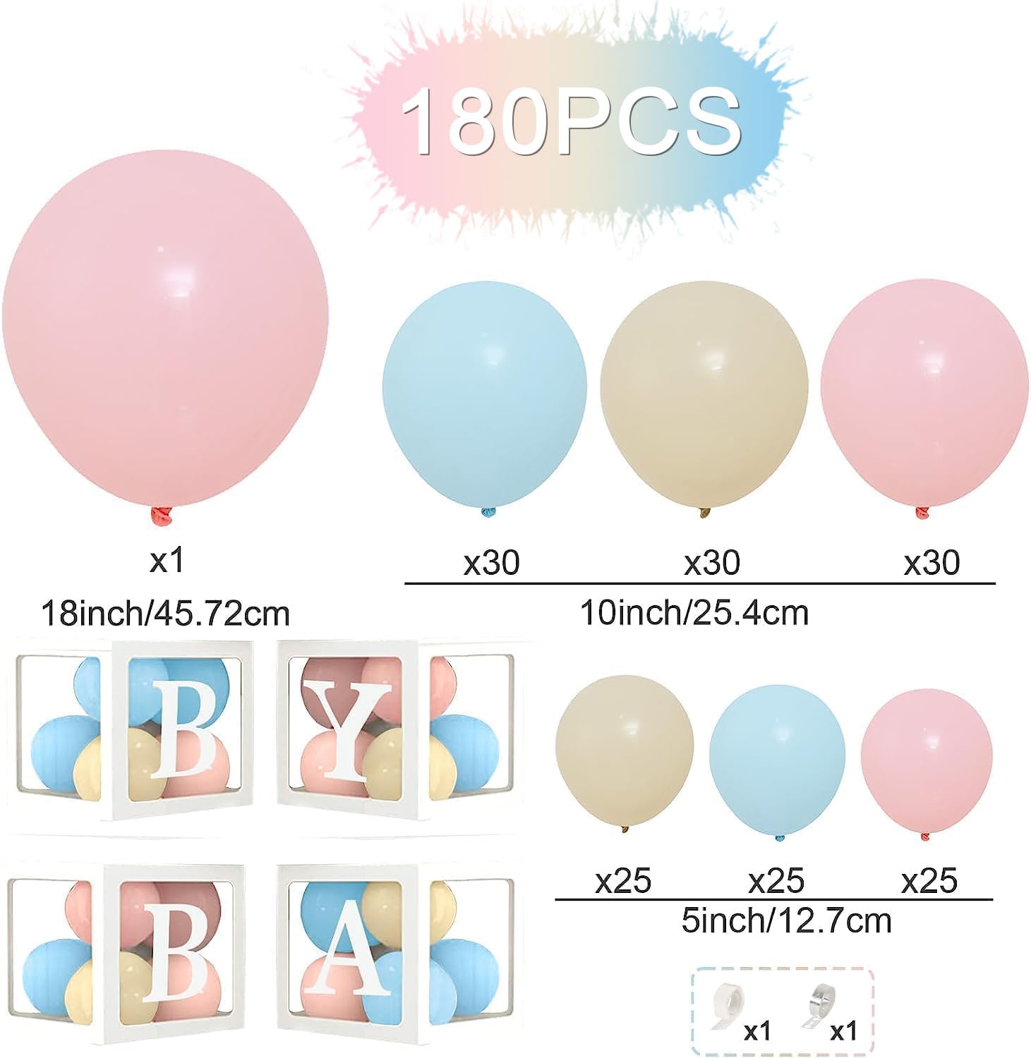 qifu-ballon-girlande-gender-reveal-rosa-blau-166-tlg-mit-baby-box image 3