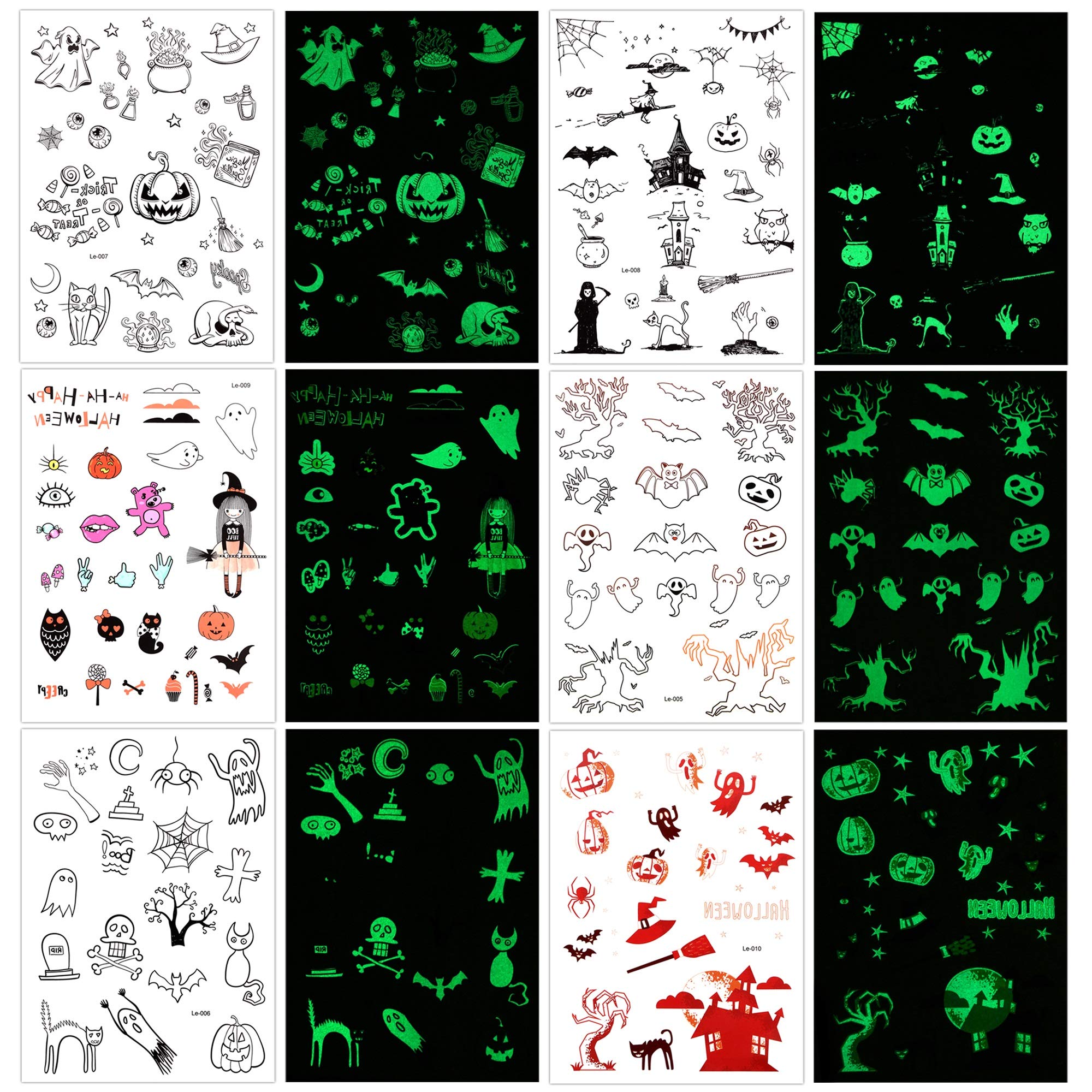 howaf-temporary-tattoos-halloween-kinder-leuchtend-150-st-ck image 1