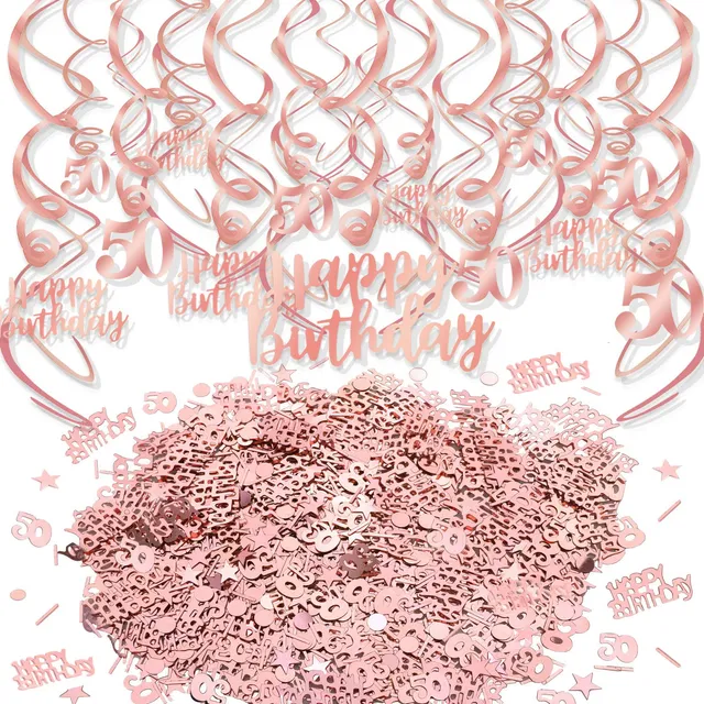 howaf-50-geburtstag-deko-ros-gold-h-ngewirbel-konfetti-50tlg image 1
