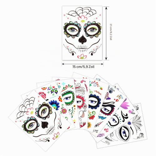 howaf-temporary-tattoos-halloween-gesicht-tag-der-toten-8-bl-tter image 8