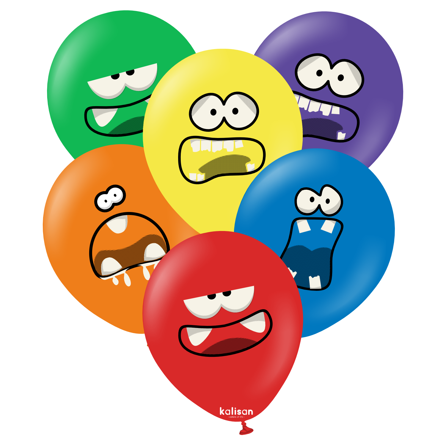 kalisan-party-theme-monster-faces-luftballons-12-25-stk-bunt image 1