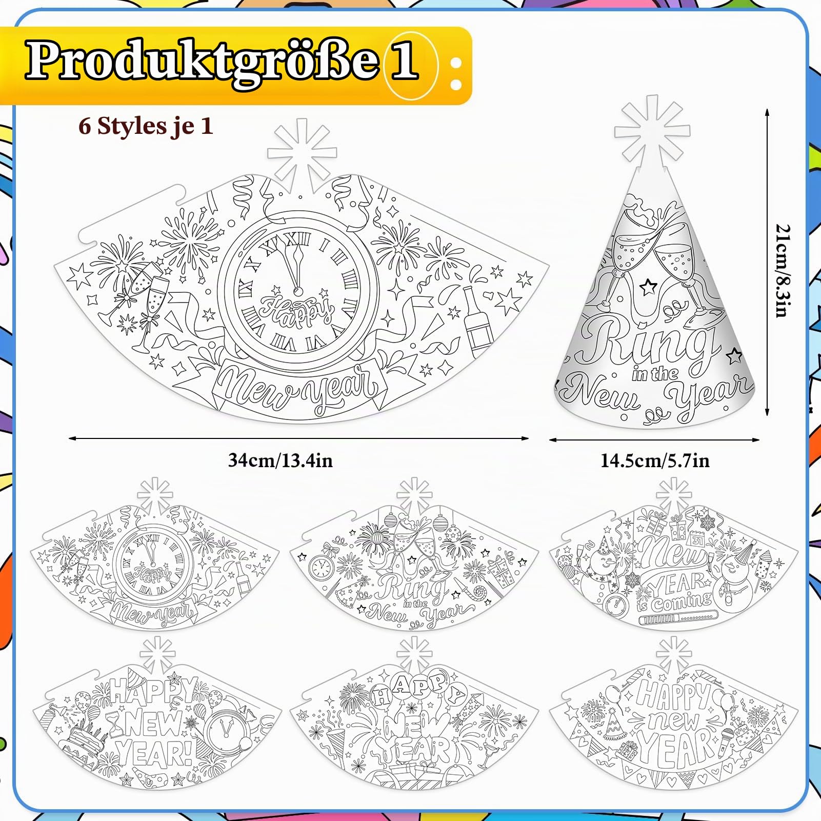 howaf-silvester-deko-set-a-h-te-brille-zum-ausmalen-party image 2
