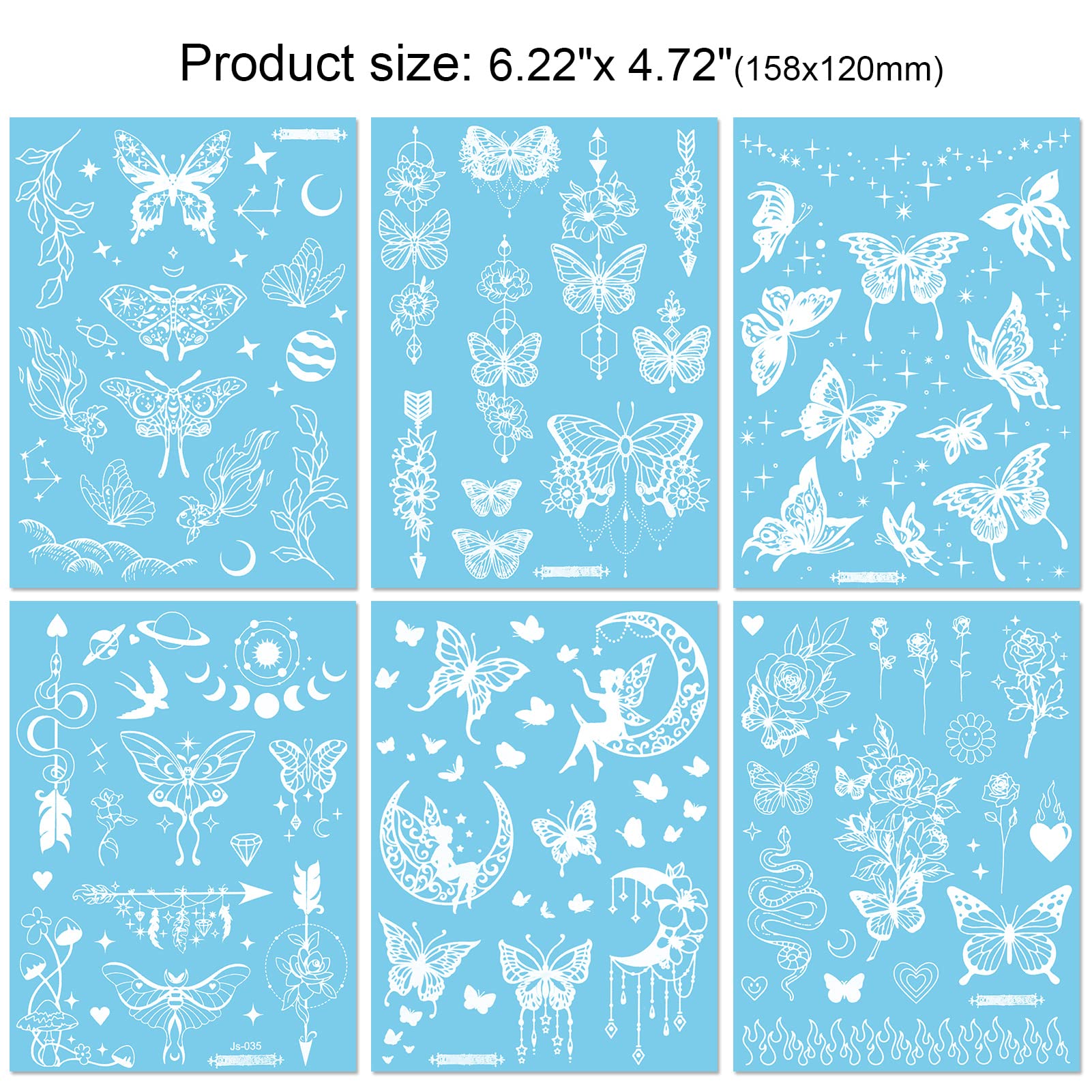 howaf-temporary-tattoos-wei-schmetterling-9-blatt image 2