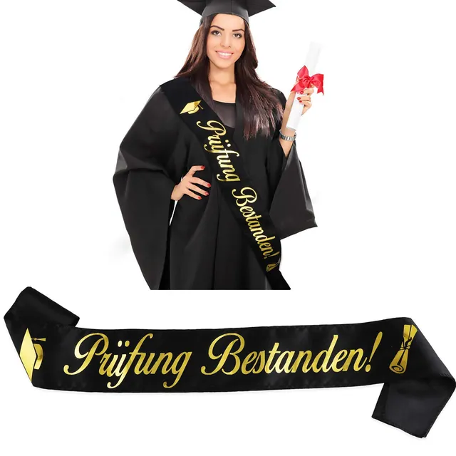 howaf-pr-fung-bestanden-sch-rpe-abi-deko-schwarz-gold-satin image 1