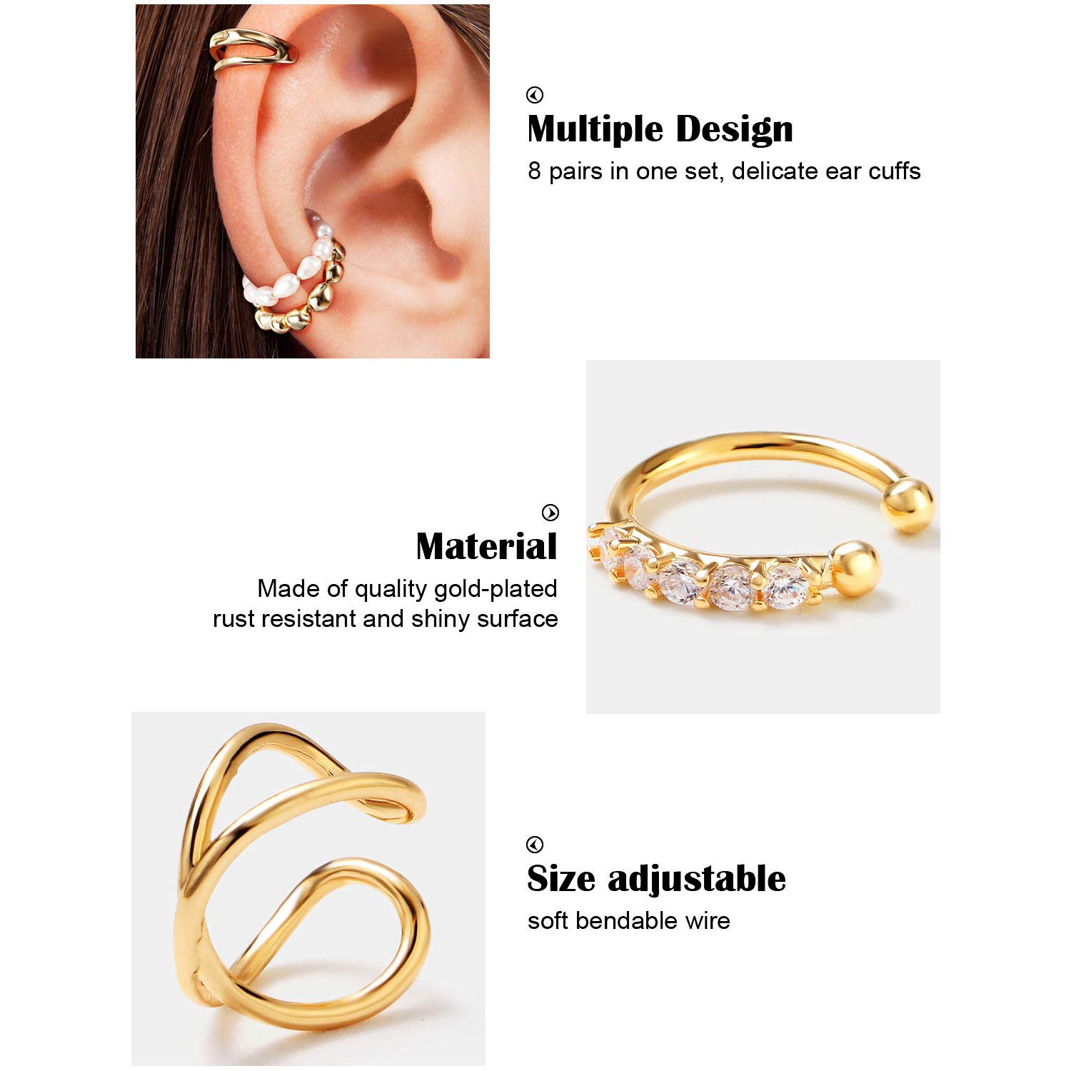 tacobear-ear-cuff-gold-8-st-ck-ohrmanschette-ohne-piercing image 3
