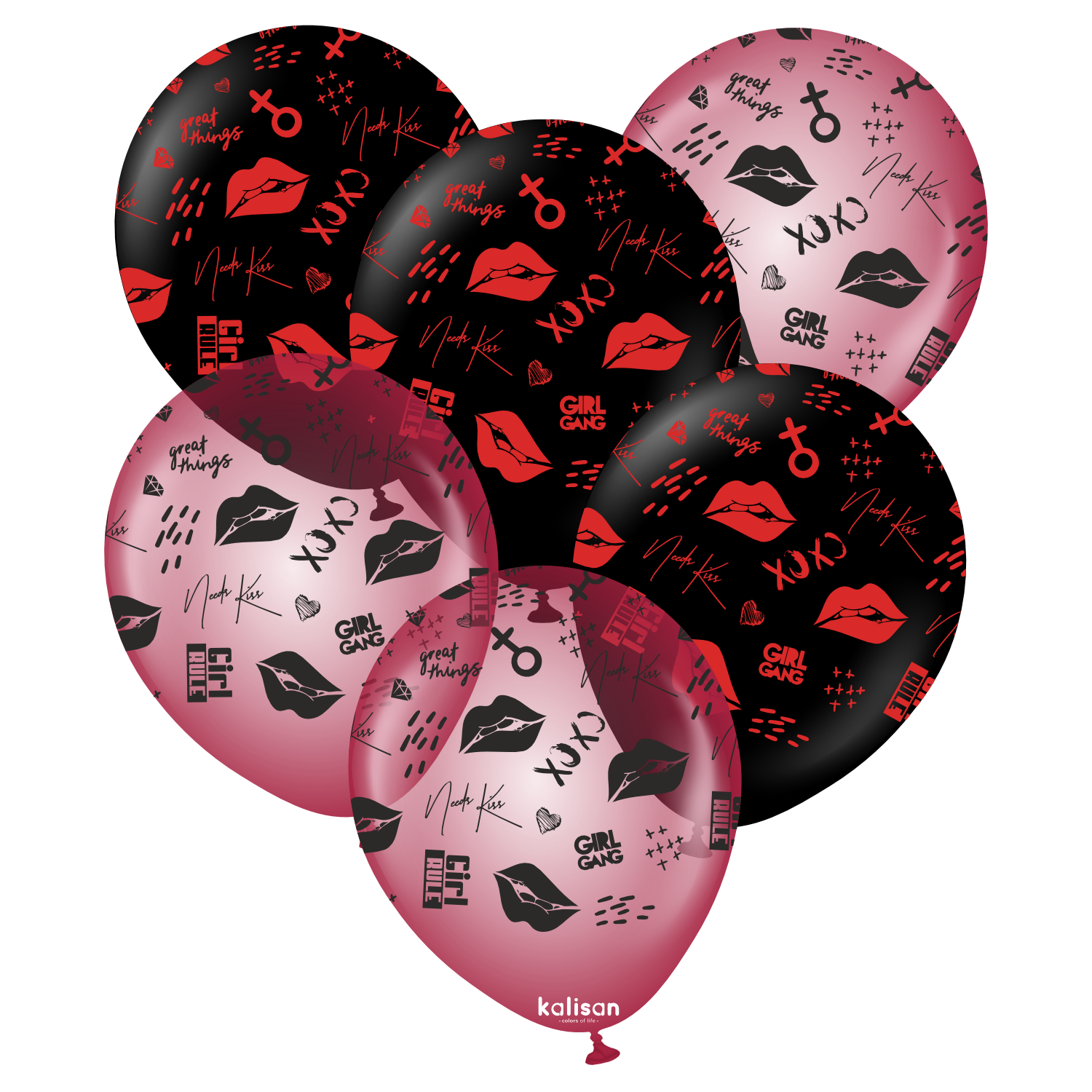 kalisan-celebration-fashion-xoxo-luftballons-12-zoll-25-st-ck-schwarz image 1