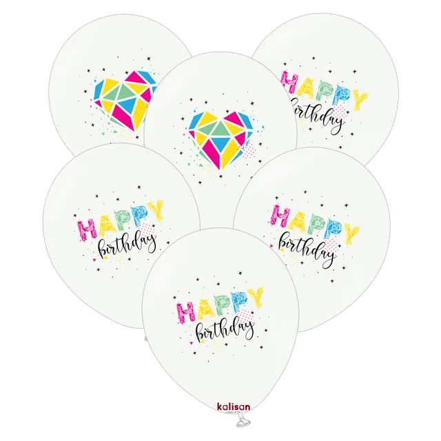 kalisan-birthday-happy-birthday-polygons-luftballons-12-zoll-25st image 1