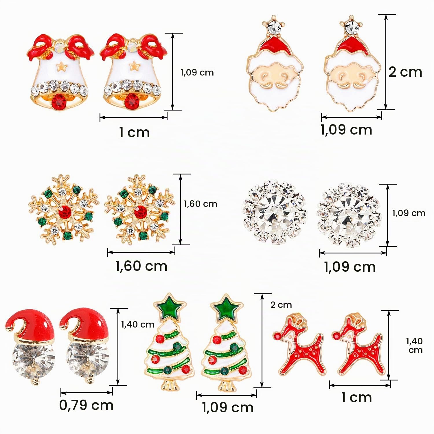 howaf-weihnachtsohrringe-ohrstecker-set-7-paare-motive image 2