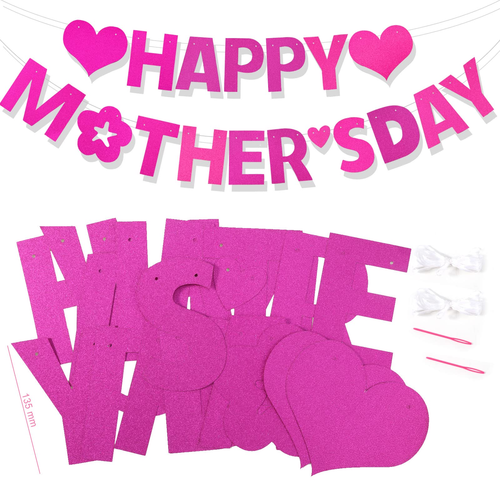 howaf-muttertag-deko-set-banner-rosa-20-latexballons-best-mom image 2